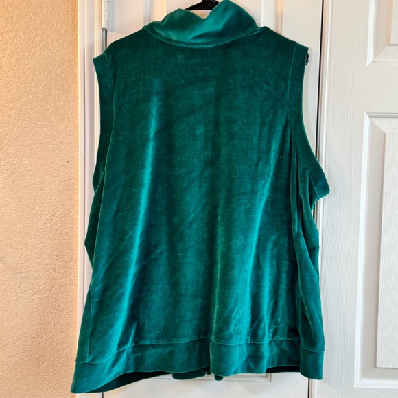 Quaker Factory Green Velour Quilted Rhinestone Zip Up Vest Women's Plus 3XL - Picture 8 of 8